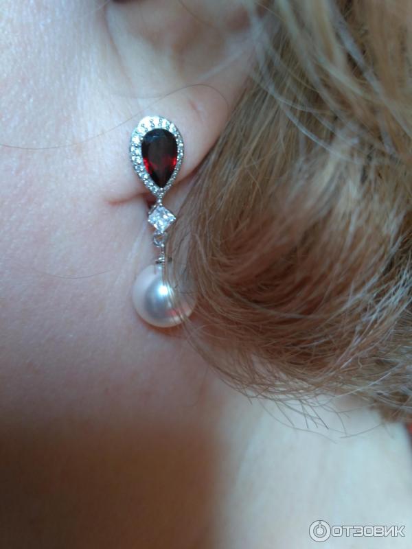 Серьги ювелирные из серебра с гранатами Lair фото