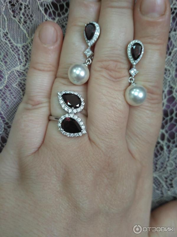 Серьги ювелирные из серебра с гранатами Lair фото