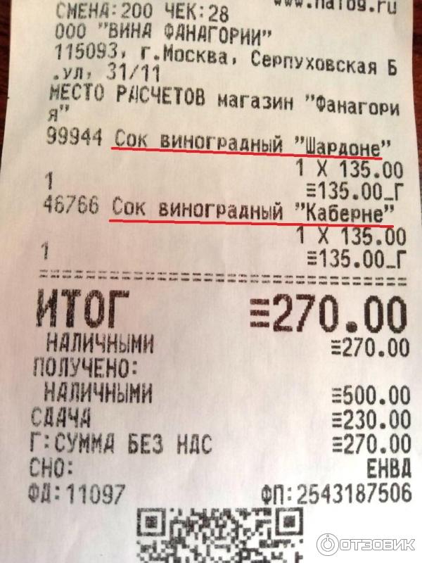 Отзыв о Сок из винограда "Фанагория" | Шардоне и Каберне, которые ...