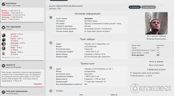 Отзыв о Служба доставки \"Пешкарики\" (Россия, Москва) | Отличный сервис